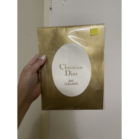 CHRISTIAN DIOR BAS COLLANTS white logo vintage pantyhose medium c2002 ytk-03 - Picture 1 of 6